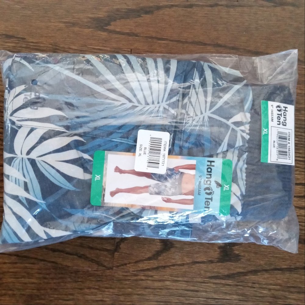 New! Hang Ten Men boys swim Trunk blue color Tri-blend quick dry size XL nwt!